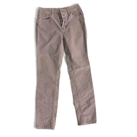 FREE PEOPLE PURPLE CORDUROY‎ BUTTON FLY SKINNY PANTS WOMENS SIZE 27 - Picture 1 of 8